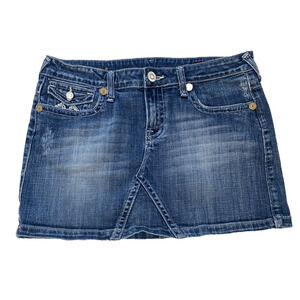 Vigoss Medium wash embroidered cotton blend denim mini skirt junior 11 Y2K Style